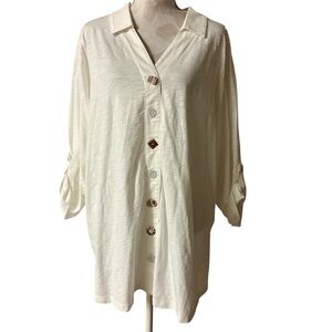 NWOT Soft Surroundings Button Up 3/4 Sleeve Danielle Tunic Women Plus Size 2X